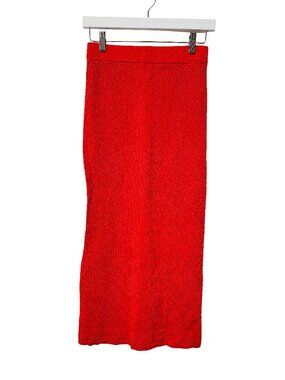 House of Harlow Fitted Pencil Skirt Midi Red Knit Knitted